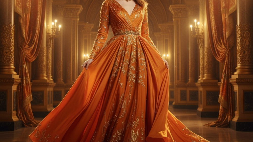 Emma Stone în rochie portocalie Louis Vuitton la premiera Bugonia